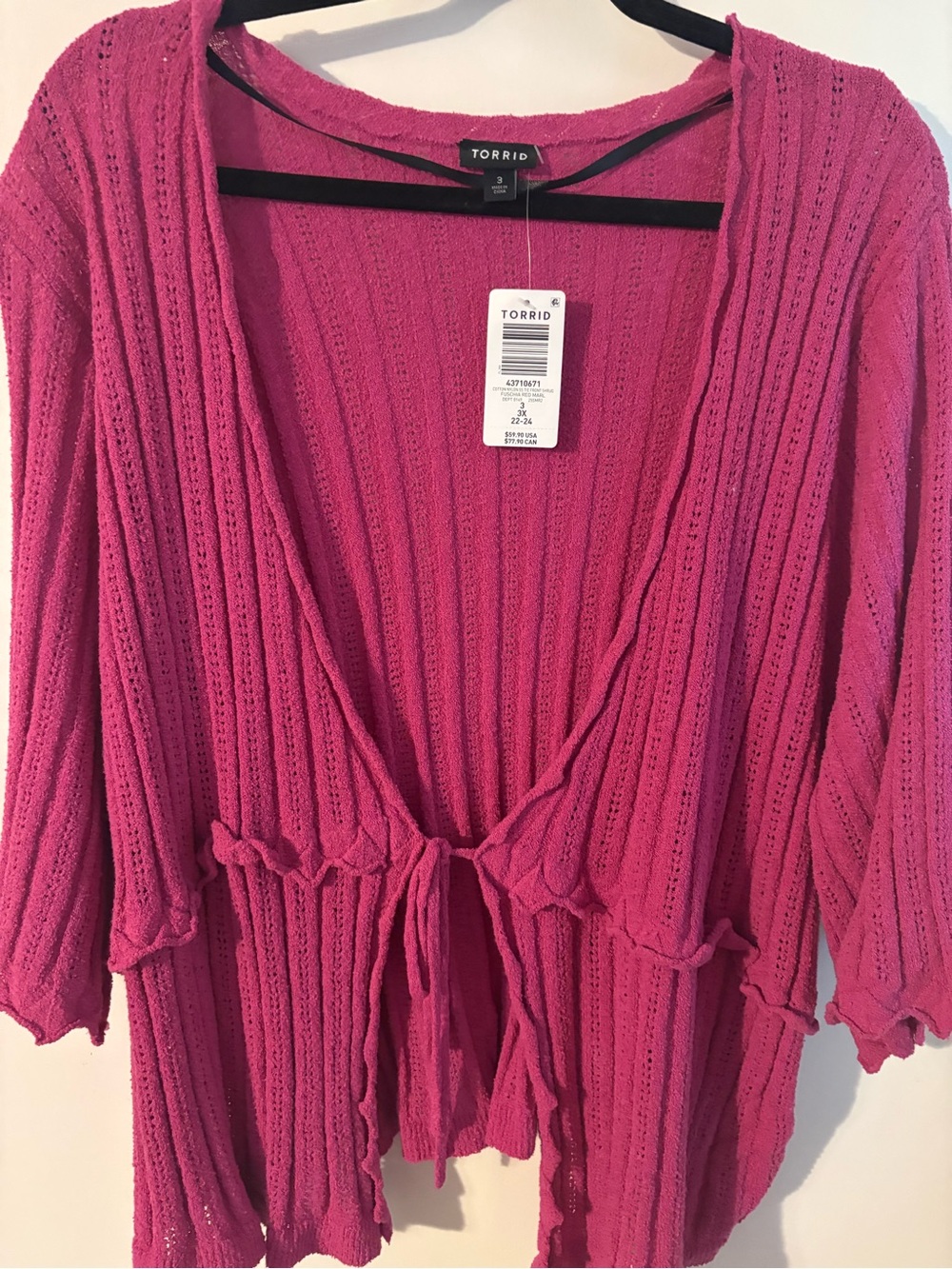 torrid Hot Pink Open-Front Tie Waist Cardigan